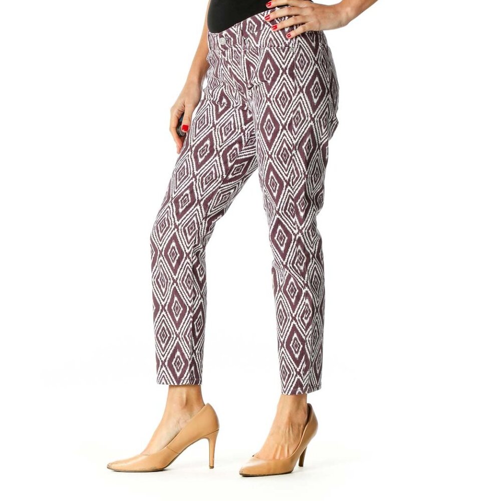 7 For All Mankind Purple Printed Retro Trousers - Picture 2 of 3